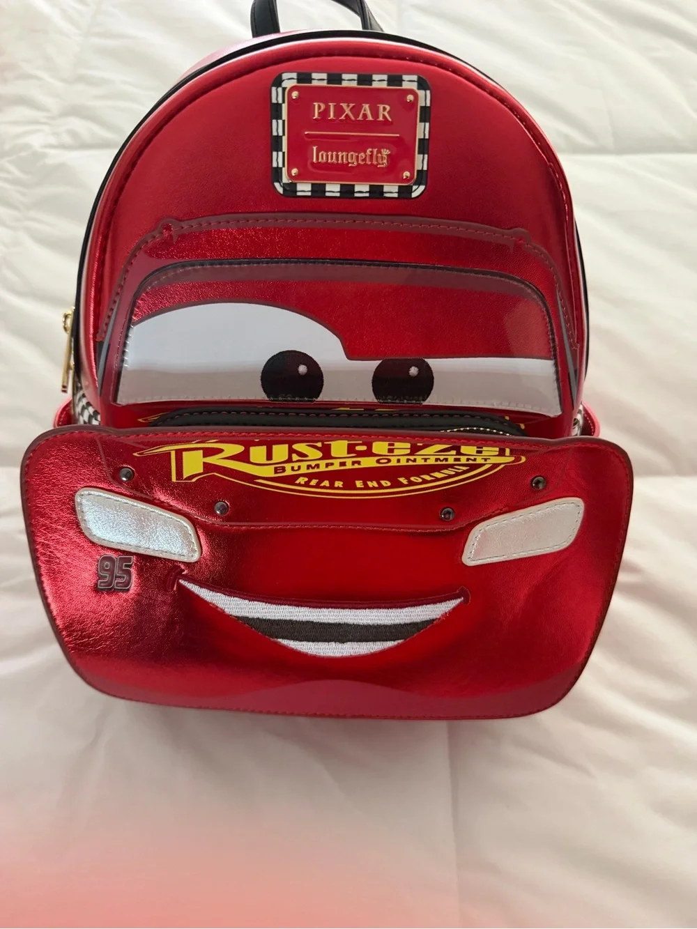Loungefly Pixar Lightning McQueen Red Metallic Mini Backpack